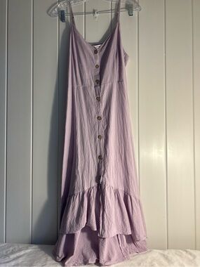 PatPat Dress  Lavender High-Low Button XL tag FITS M to L crepe cotton sundress